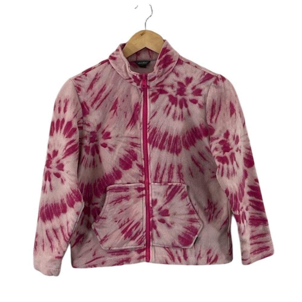 Eddie Bauer Girls Pink Tie Dye Full Zip Fleece Sweatshirt/Coat
